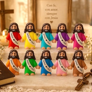 Mini Jesus figures with sash “Jesus Love You”