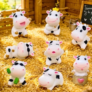10 Mini-Kühe aus Kunstharz, Miniatur-Tierfiguren zum Selbermachen