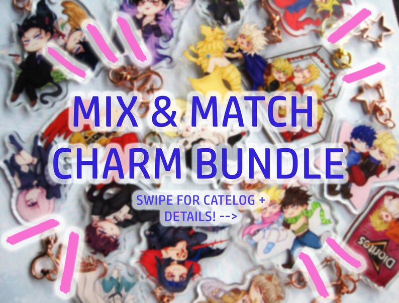 Mix and Match Bundle Acrylic Charms Keychains 2.5 inch 