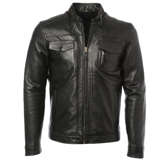 Men's Leather Jacket Black : Indiana / Casual Jacket / | Etsy