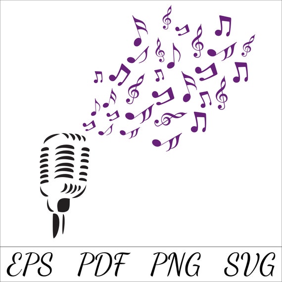 Microphone With Music Notes SVG Mic With Notes Music Etsy