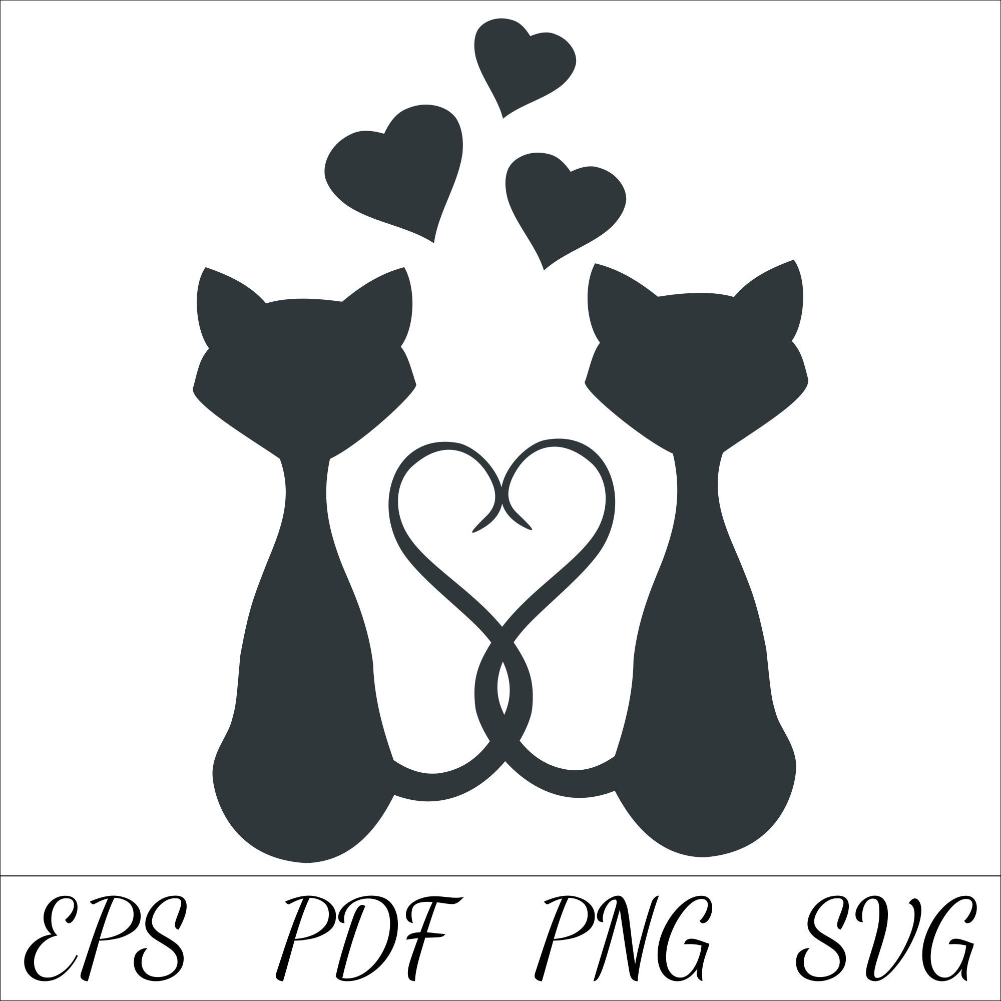 Cats in love with heart shaped tails icon Vector Image