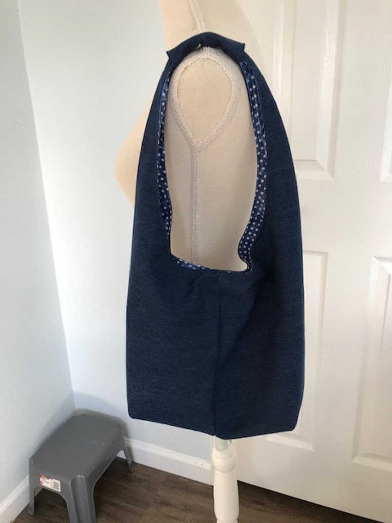 denim hobo bag denim bag denim shoulder bag Adult Denim polka dot purse