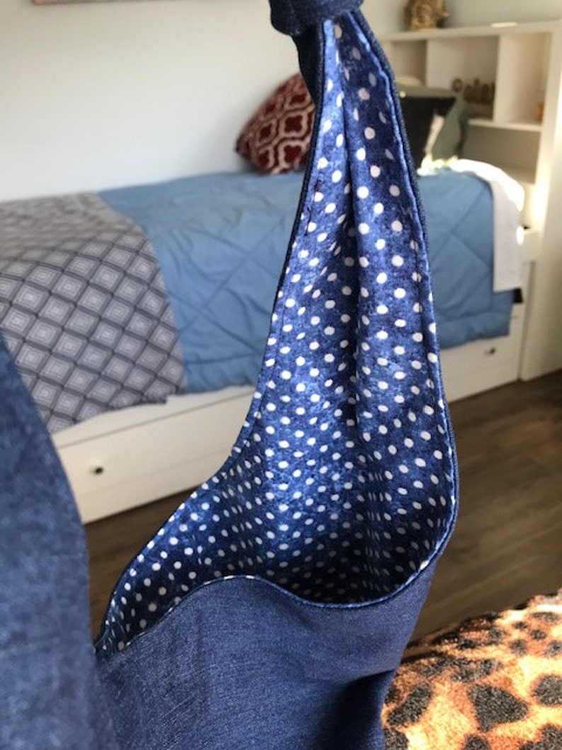denim hobo bag denim bag denim shoulder bag Adult Denim polka dot purse
