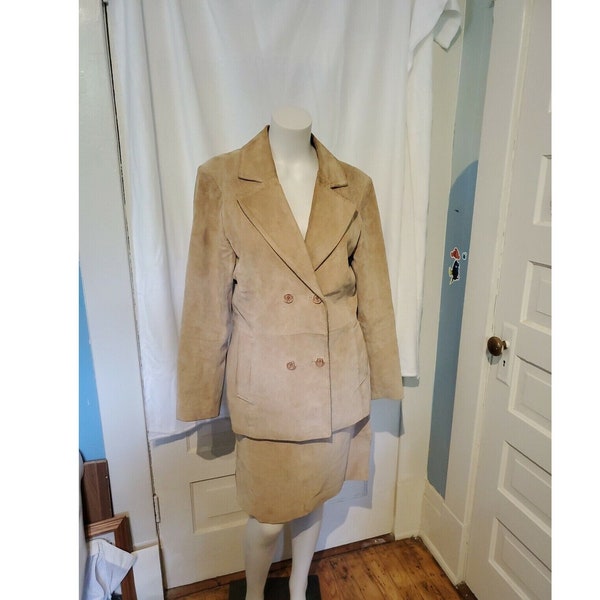 Vintage Bagatelle tan Suede Skirt Suit Size 8