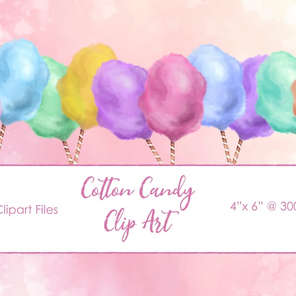 Cotton Candy Clipart in pastel colours, Easter clip art in png format for individual and small business use