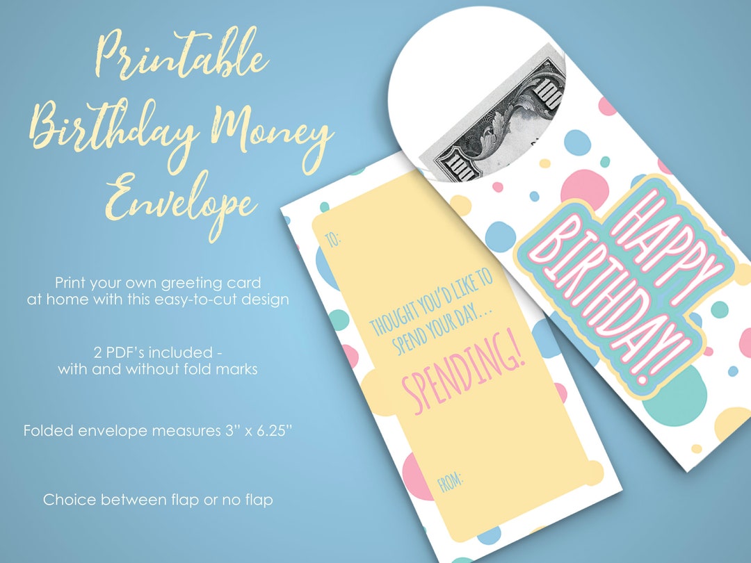 Money Holder Printable, Printable Birthday Card to Hold Cash, Money ...