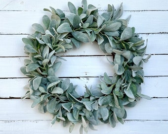 Lambs Ear Wreath for All Seasons, Year Round Wreath, Spring Wreath, Farmhouse Wreath, Greenery Wreath, Front Door Wreath, Wedding Decor