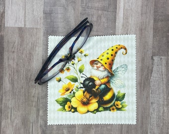 Gnome Riding Bumblebee Microfiber Cloth Eye Glass Cleaning Cloth Tablet Cleaning Cloth Phone Cleaning Cloth