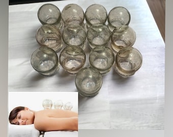 Medical massage jars, 13 pcs Fire cupping cup, Vintage USSR soviet glass cups