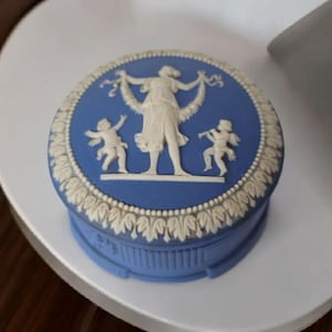 Caja de cerámica azul, caja, vintage, decoración, regalo