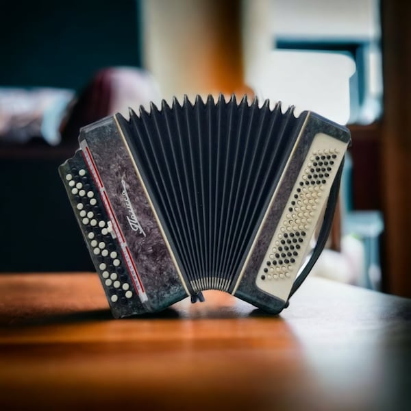 Accardion Polissya, vintage, USSR, Working accardion, musical instrument, 3 Row Bayan Polissya made in Ukraine 100 Bass Button Accordion