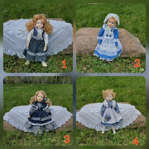 Schöne Vintage Puppe, Porzellanpuppe, Puppengeschenk, Sammlung, Vintage 1980er Porzellanpuppe mit Ständer für Puppensammler Weihnachtsgeschenk