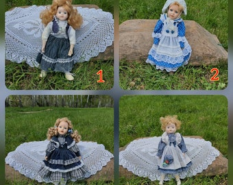 Linda boneca vintage, boneca de porcelana, presente de boneca, coleção, boneca de porcelana vintage dos anos 80 com suporte para presente de Natal de colecionador de bonecas