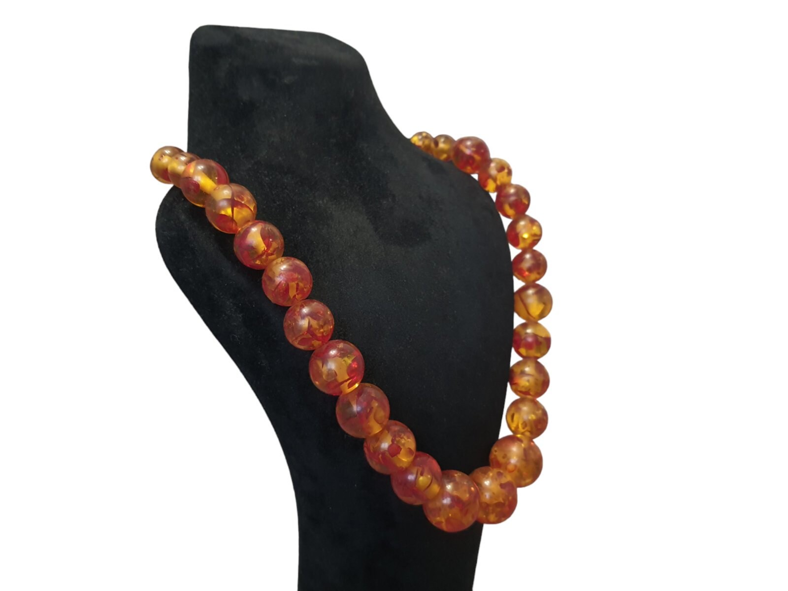 Collier Art Déco Vintage Soviétique - Perles De Verre Noir Bohème URSS - Longueur 33 Pouces
