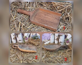 Cucharón de madera vintage. Cucharón rústico antiguo, tallado a mano.