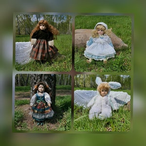 Schöne Vintage Puppe, Porzellanpuppe, Puppengeschenk, Sammlung, Vintage 1980er Porzellanpuppe mit Ständer für Puppensammler Weihnachtsgeschenk