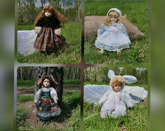 Beautiful vintage doll, porcelain doll, doll gift, collection, Vintage 1980&#39;s Porcelain Doll with stand for doll collector Christmas gift