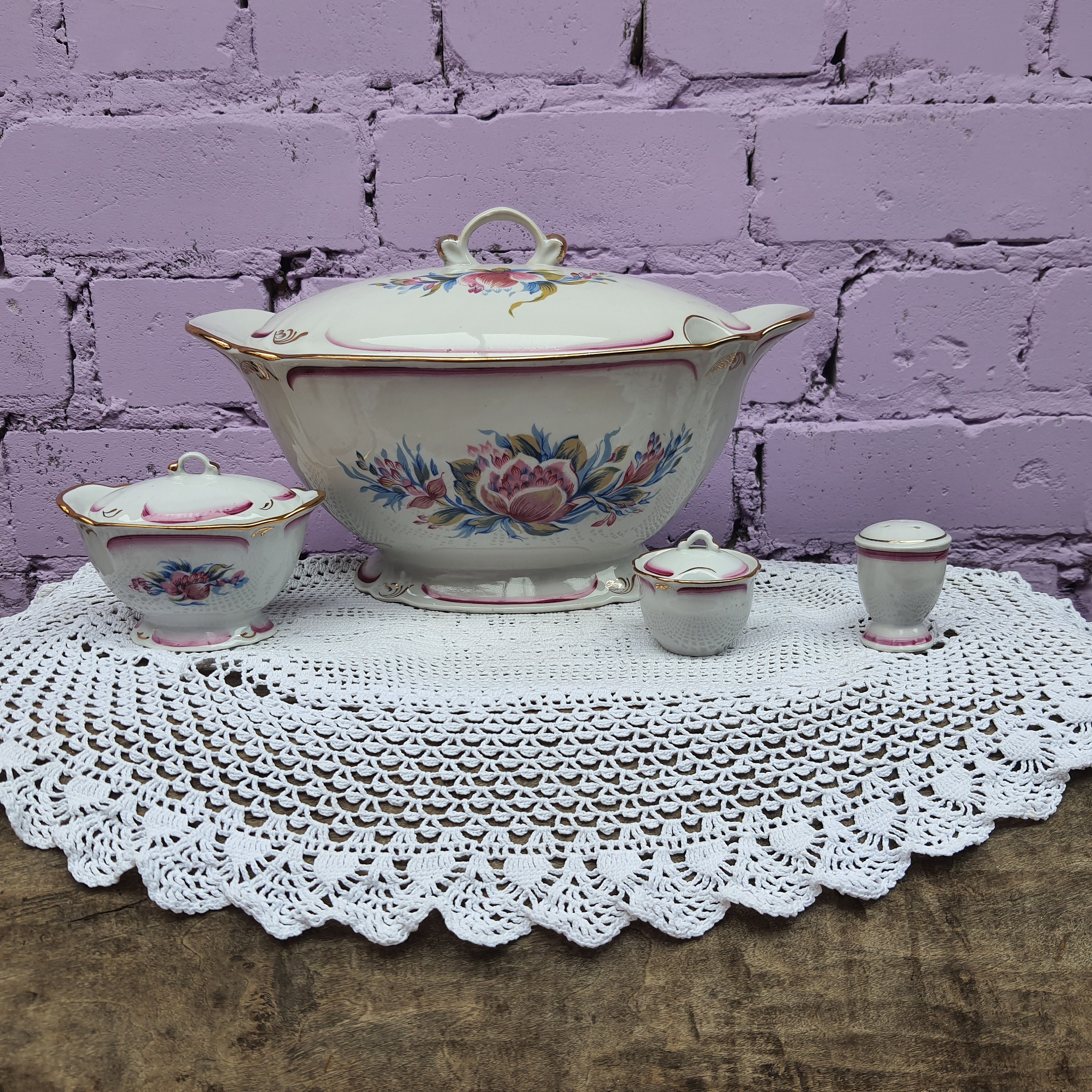 tureen, spéciaux, service à table, vintage, urss, service à table.