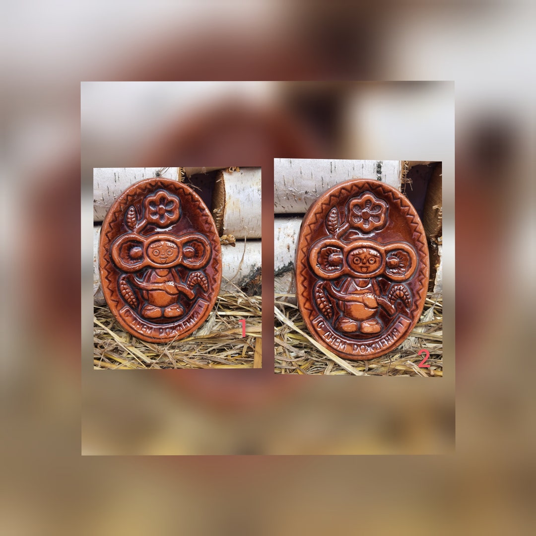 陶器の絵、壁、チェブラーシカ、ヴィンテージ、チェブラーシカ ソ連