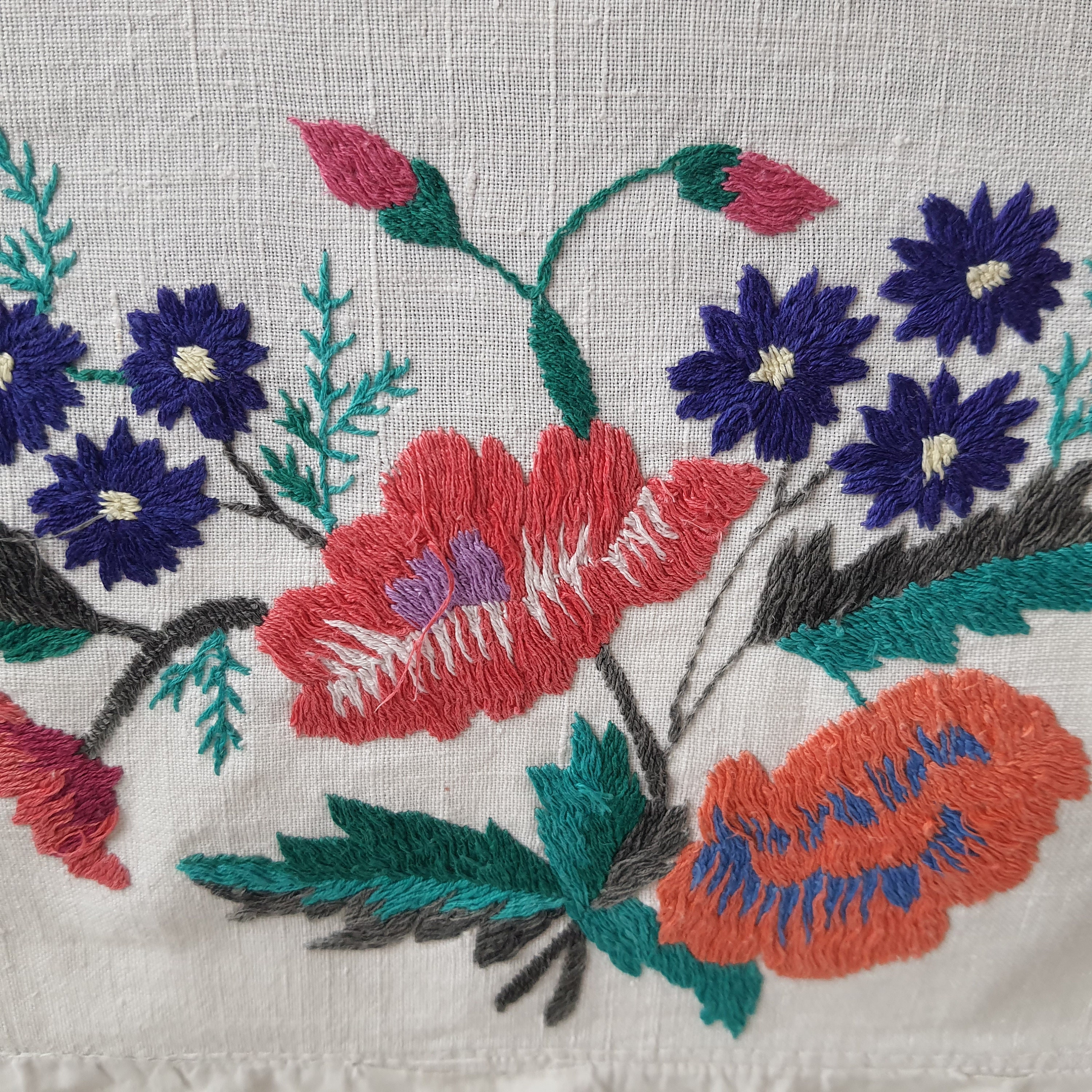 東欧 ルーマニア ヴィンテージ クロスステッチ ベッドカバー 手刺繍 