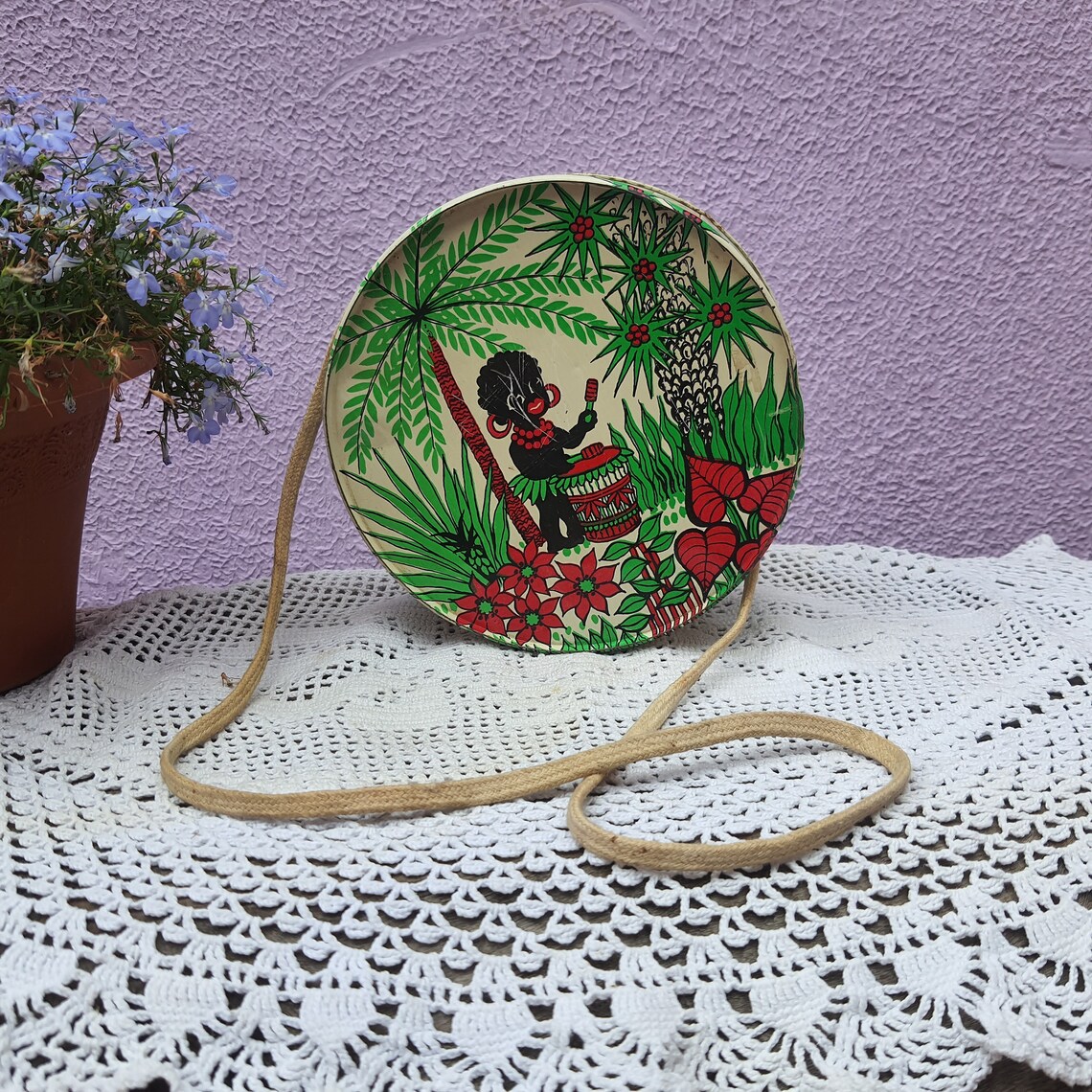 Soviet drum Musical instrument Soviet tin toy drum, foto 1 di 5