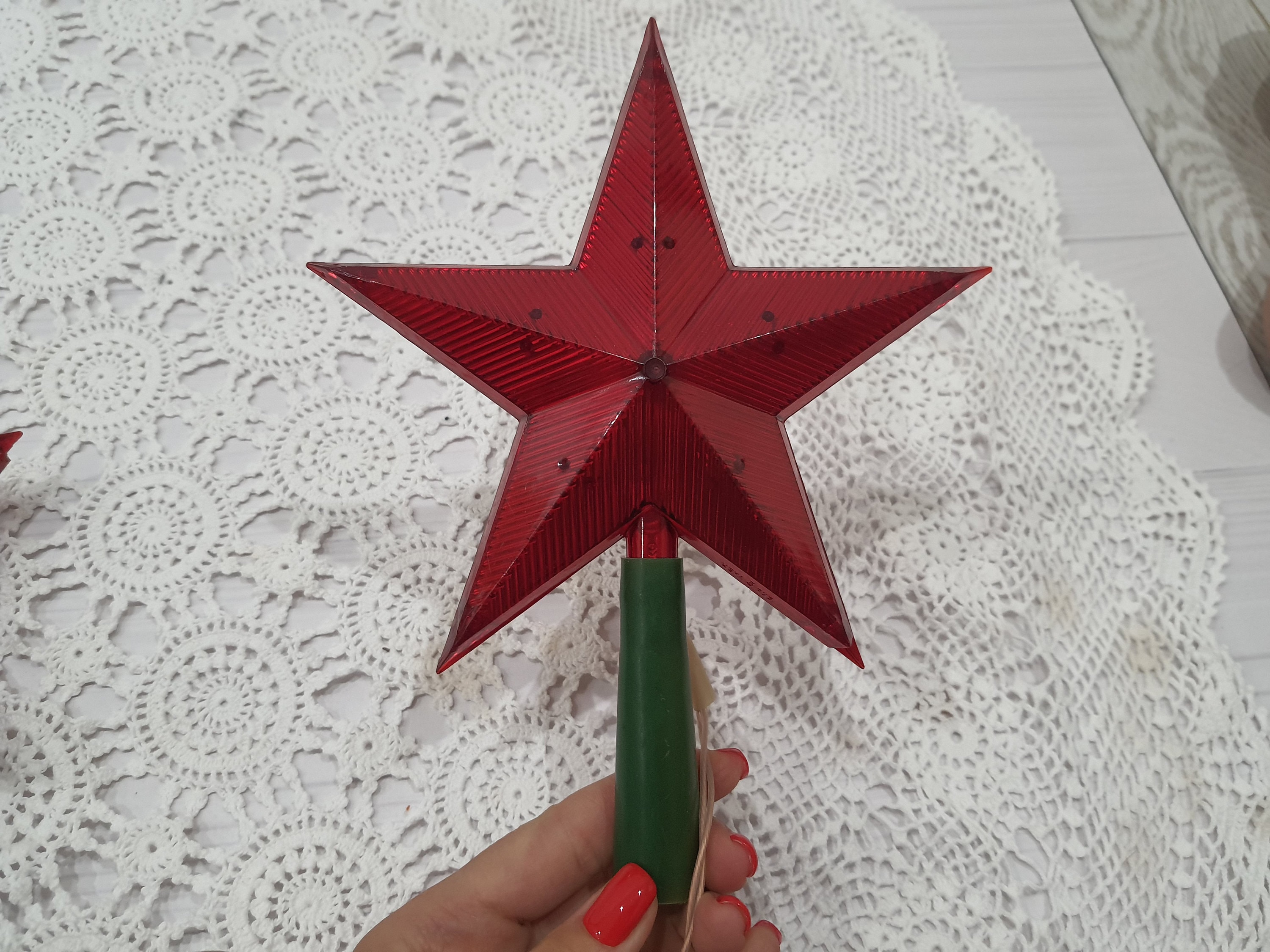 Soviet New Year's Toy Christmas Tree Top Hat Red Star Light