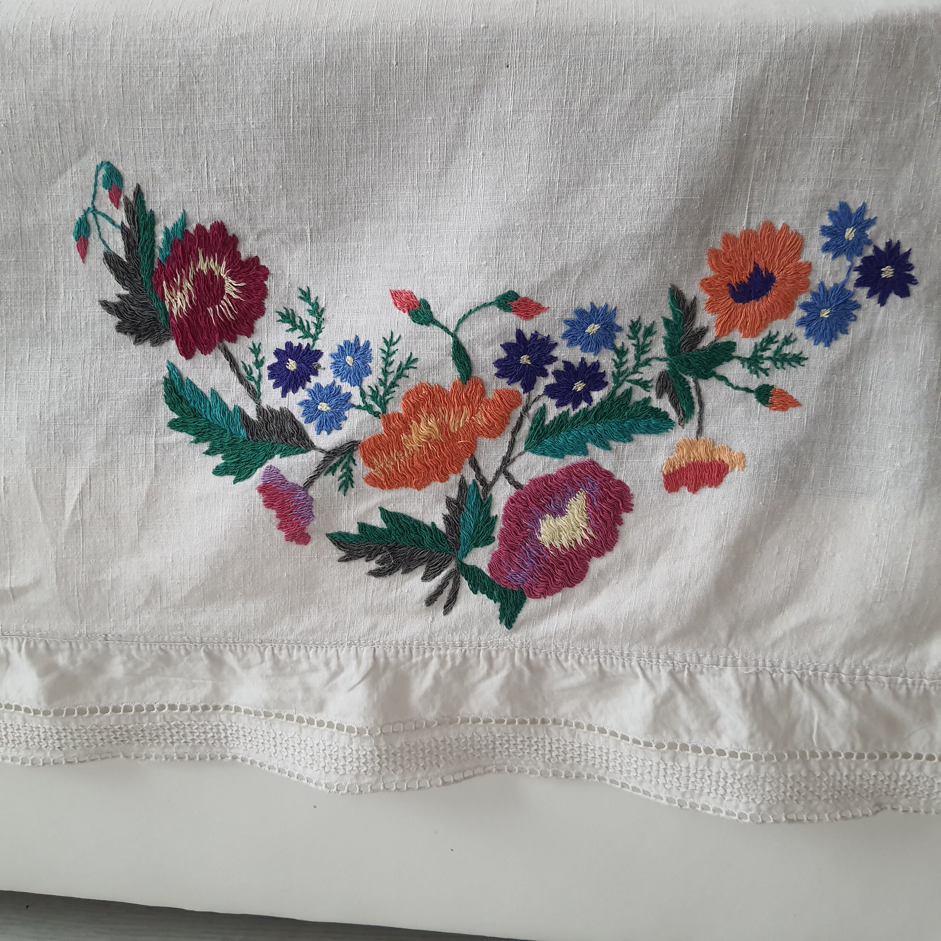 東欧 ルーマニア ヴィンテージ クロスステッチ ベッドカバー 手刺繍 
