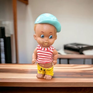 Bobblehead boy plastic vintage baby dolls rubber toy USSR vintage toy figure