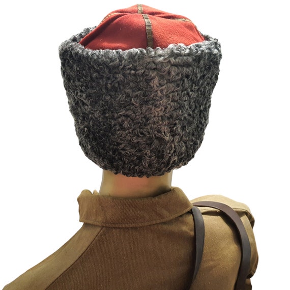 Vintage Winter Faux Fur Hat, Soviet Army Design  … - image 5