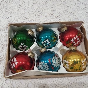 Ensemble arbre de Noël, jouet du Nouvel An soviétique, boule vintage peinte à la main des ornements darbres de Noël. Décorations en verre, rétro. 4