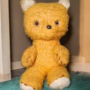 Big bear, yellow bear, Teddy Bear, toy vintage, soviet plush, big toy bear,toy ussr