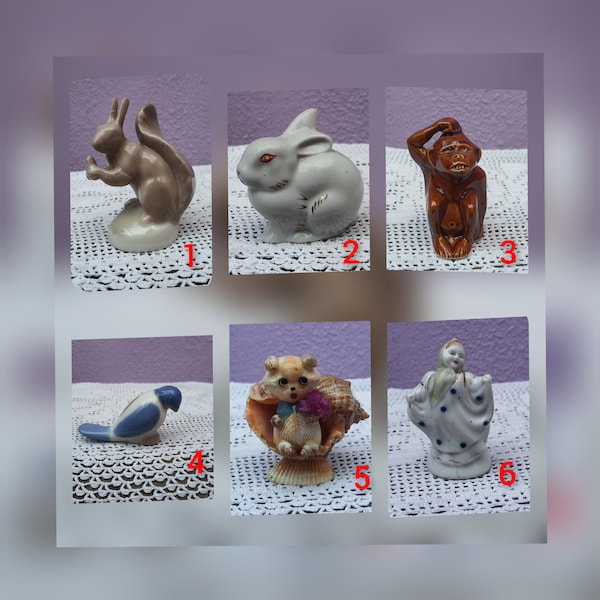 Porcelain figurines, vintage, USSR, Soviet figurine, bird, girl, squirrel.