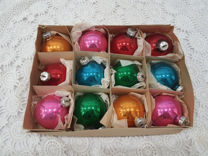 Ensemble arbre de Noël, jouet du Nouvel An soviétique, boule vintage peinte à la main des ornements darbres de Noël. Décorations en verre, rétro. 5
