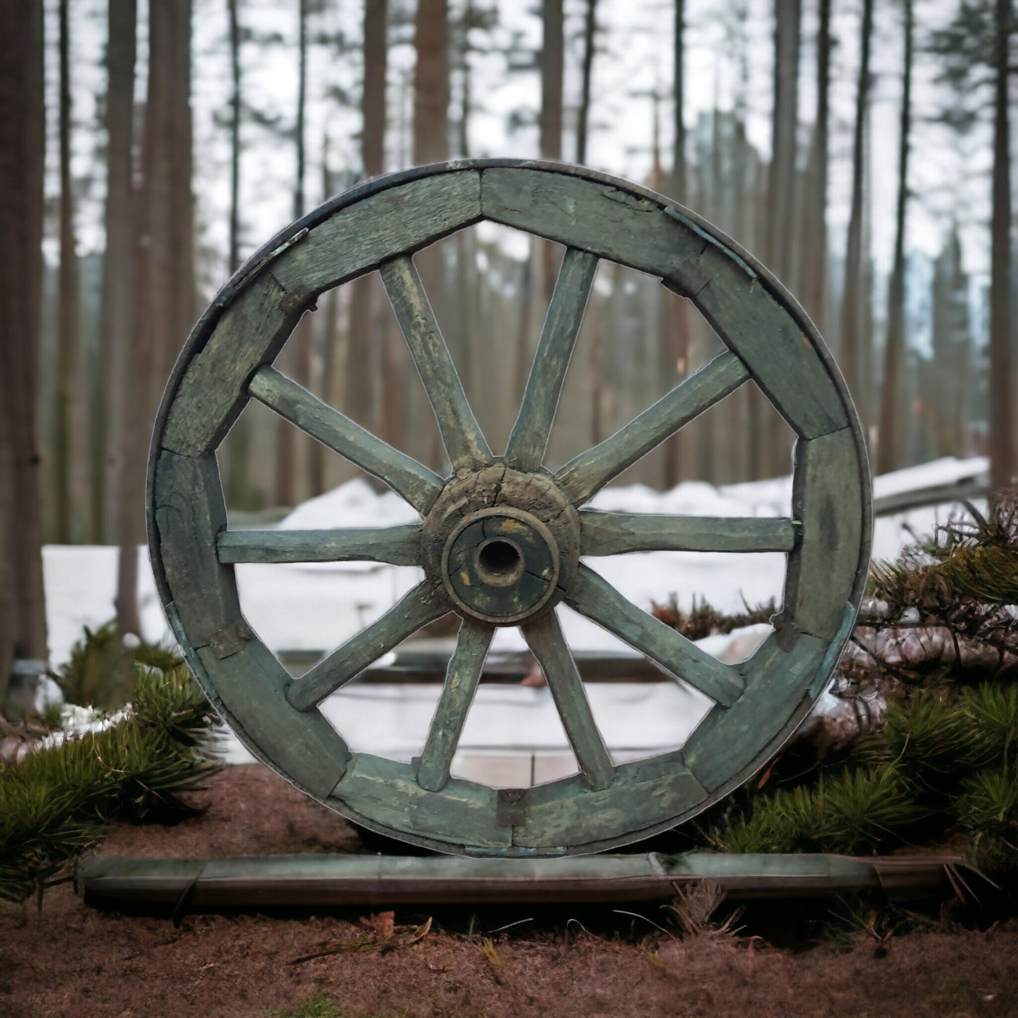 Ruota di carrozza antica, ruota di carro rustico, ruota di carrello