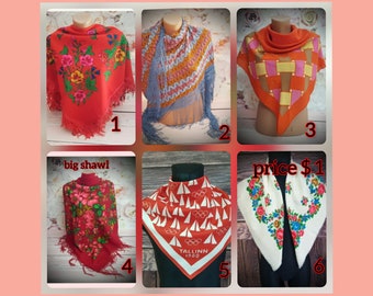 Vintage Russian shawl. Wedding scarf. Russian grandmother Hustka chale foulard russe scialle fiori, Ukrainian scarf. Folk ethnic grandmother