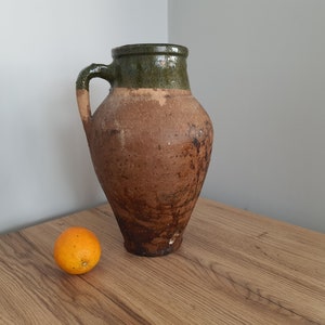 Very old earthenware vessel, Rustic bowl Antique earthenware jug, Ceramic jug, Ancient decor, Unique pitcher, Tableware, Decor
