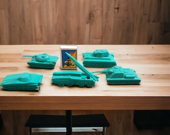 5 個セット、消しゴム戦車、ミリタリー、フィギュア、軍用車両