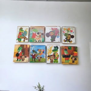 Malerei, Malerei, Dekor, Kindermalerei, handgemacht, Kindergeschenk, Cartoon, Krokodil Gena, Cheburashka, Malerei Sperrholzöl