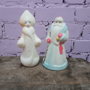 Set of two figures, Santa Claus, Ornament, Christmas, Snow Maiden, USSR ornament, old toy, Christmas tree toy, gift, decor