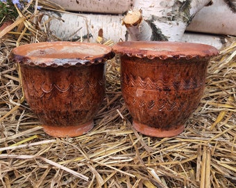 Set of two, Very old earthenware vessel, Rustic bowl Antique earthenware jug, Ceramic jug, Rustic decor, Ancient decor, Unique pitcher