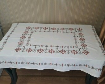 Nappe ukrainienne, broderie, fait à la main, nappe vintage, vintage, décoration intérieure, décoration de table, rareté, antique, point de satin