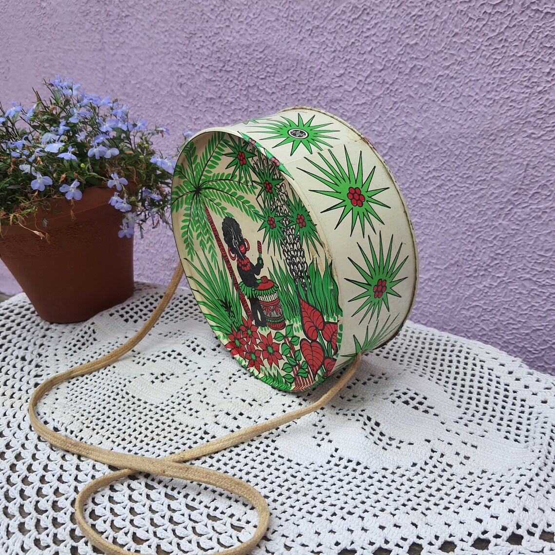 Soviet drum Musical instrument Soviet tin toy drum, foto 3 di 5