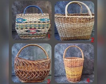 Vintage antique wicker basket - Antique hand woven basket - Country farmhouse - Primitives country decor, Vintage french wicker basket