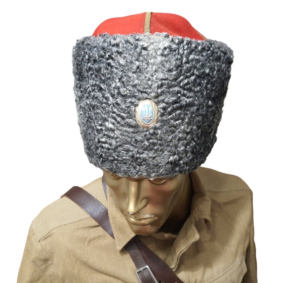 Vintage Winter Faux Fur Hat, Soviet Army Design  … - image 2