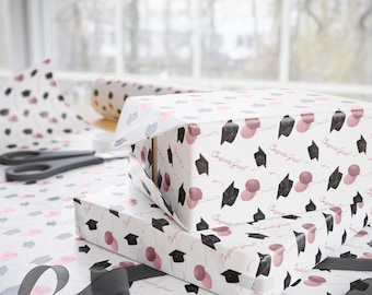 Pink Graduation Wrapping Paper | Congrats Grad Gift Wrap