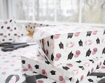 Class of 2026 Graduation Wrapping Paper | Pink Champagne, Caps