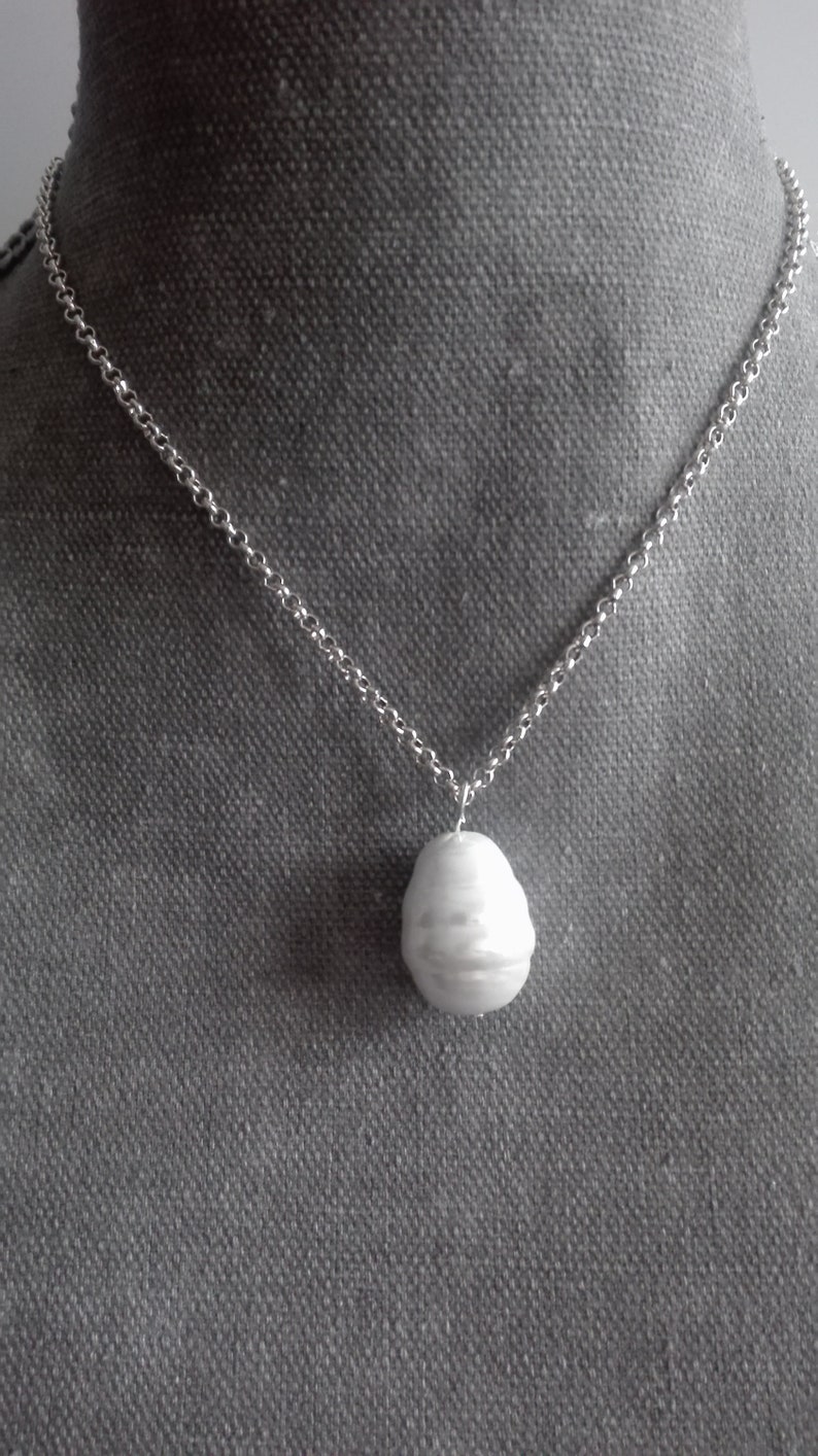 Silver chain necklace with pearl pearl necklace silver chain choker with pearl silver pearl choker.