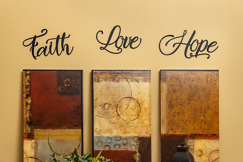 Faith Love & Hope Metal Art Wall Hanging Home Decor Etsy