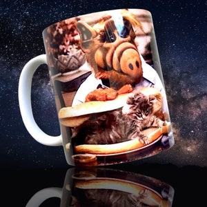 Alf TV Show Mug by @thereisnostore // 1980s Pop Culture + Meme Gifts // Aliens are Real and Alf Eats Cats